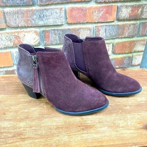 Snake Brown Ankle Boots Vionic Suede Women's Anne Size 5
